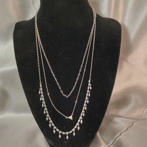 Layered Cubic Zirconia & Chain Collar Necklace